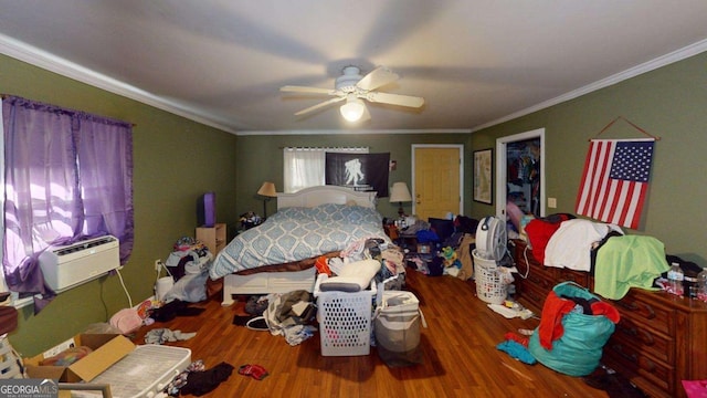 2422 Williams Mill Rd, Zebulon, GA 30295 - bedroom featuring wood finished floors, crown molding, and ceiling fan
