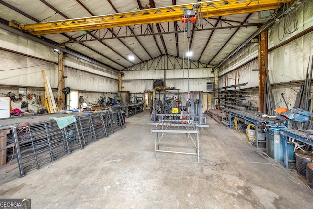 2109 Brewers Mill Rd, Elberton, GA 30635 - garage featuring a workshop area and metal wall