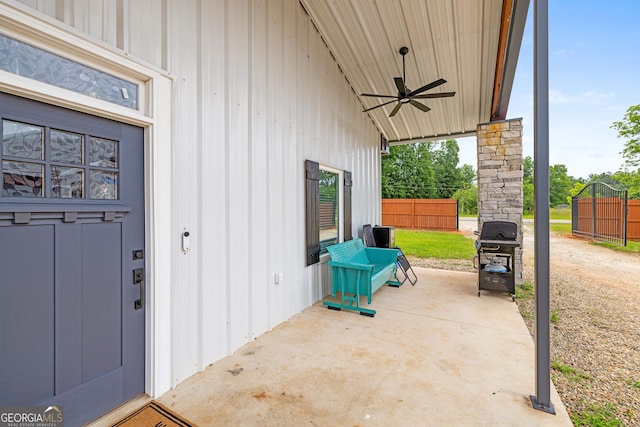 2109 Brewers Mill Rd, Elberton, GA 30635 - view of patio featuring area for grilling and ceiling fan