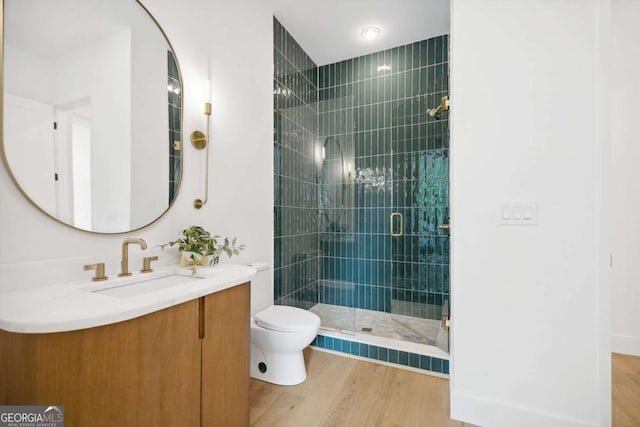 1287 Star Dr NE, Brookhaven, GA 30319 - full bath featuring a shower stall, wood finished floors, toilet, and vanity