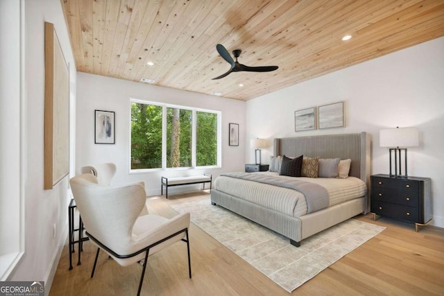 1287 Star Dr NE, Brookhaven, GA 30319 - bedroom with wooden ceiling, recessed lighting, wood finished floors, and ceiling fan