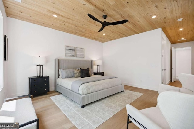 1287 Star Dr NE, Brookhaven, GA 30319 - bedroom featuring wood ceiling, recessed lighting, wood finished floors, baseboards, and ceiling fan