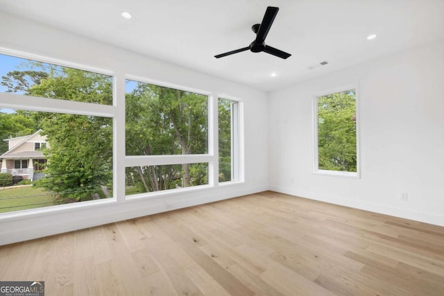 1287 Star Dr NE, Brookhaven, GA 30319 - empty room featuring wood finished floors, recessed lighting, a ceiling fan, and baseboards