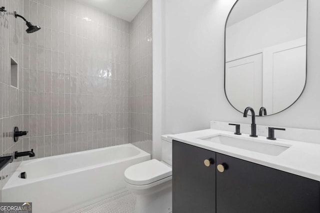 1287 Star Dr NE, Brookhaven, GA 30319 - bathroom with toilet, shower / tub combination, vanity, and tile patterned floors