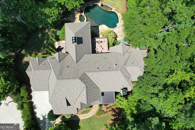 1023 Little Darby Ln, Suwanee, GA 30024 - view from above of property with a pool area