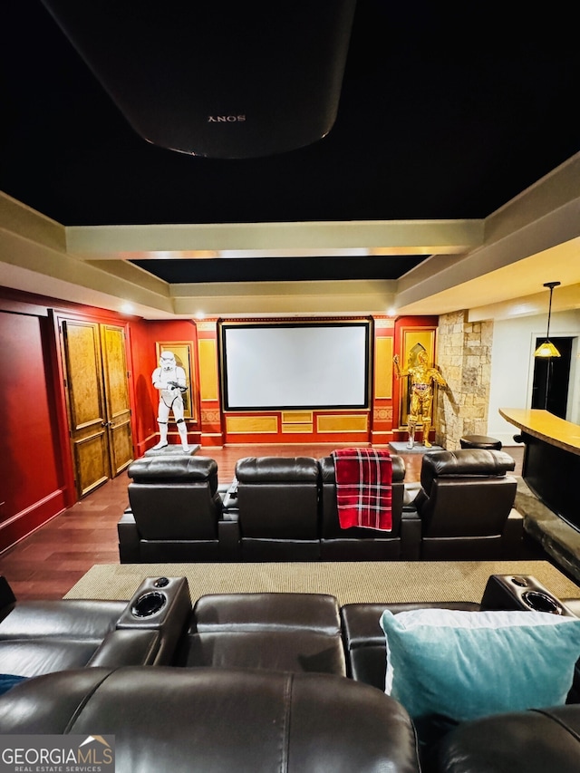 1023 Little Darby Ln, Suwanee, GA 30024 - home theater with wood finished floors