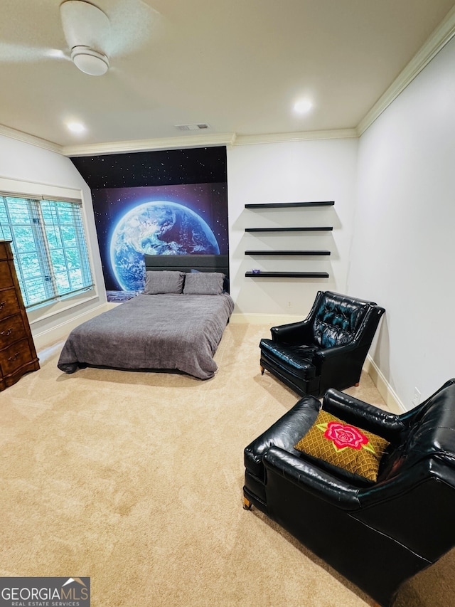 1023 Little Darby Ln, Suwanee, GA 30024 - carpeted bedroom with ornamental molding and recessed lighting