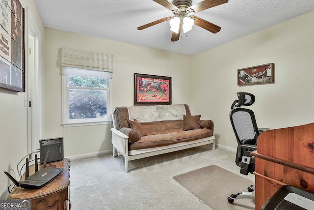 55 Hubbard Ct, Newnan, GA 30263 - office space featuring carpet flooring, a ceiling fan, a textured ceiling, and baseboards