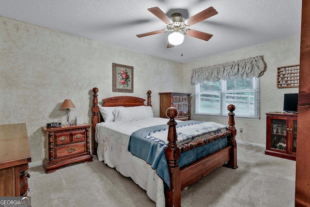 55 Hubbard Ct, Newnan, GA 30263 - carpeted bedroom with ceiling fan, baseboards, and a textured ceiling