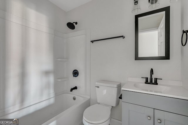 full bath with vanity, toilet, and tub / shower combination