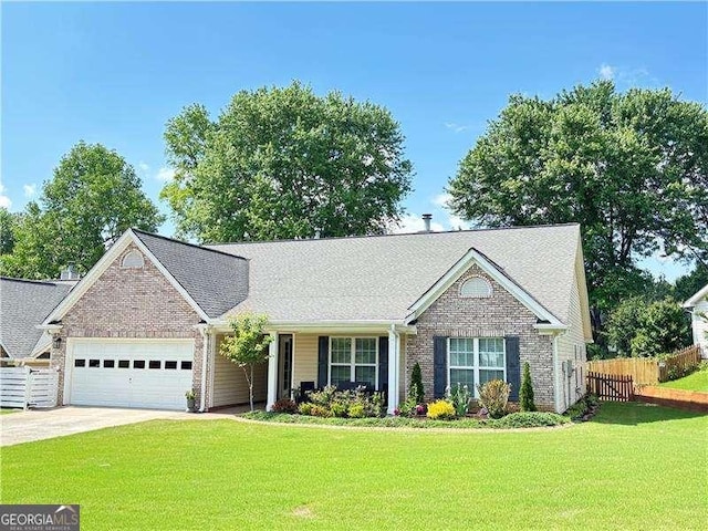 4025 Mcdowell Dr, Acworth, GA 30101 - ranch-style home with an attached garage, concrete driveway, and brick siding