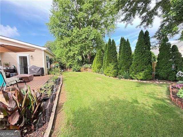 4025 Mcdowell Dr, Acworth, GA 30101 - view of green lawn with a deck
