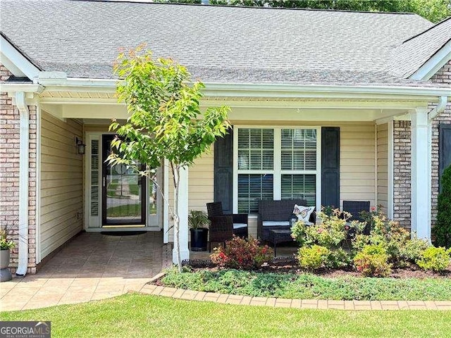 4025 Mcdowell Dr, Acworth, GA 30101 - doorway to property with a porch and roof with shingles