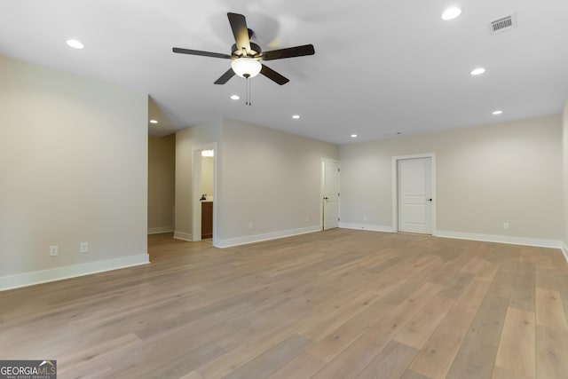 113 Summit View Ln, Ellijay, GA 30540 - empty room with a ceiling fan, light wood finished floors, baseboards, and recessed lighting