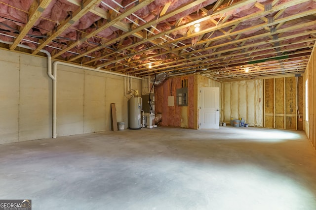 113 Summit View Ln, Ellijay, GA 30540 - basement with electric water heater, electric panel, and a garage