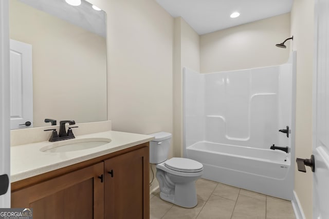 113 Summit View Ln, Ellijay, GA 30540 - full bath with tile patterned floors, toilet, vanity, shower / bathtub combination, and baseboards