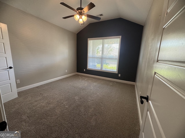 293 Laurel Landing Blvd, Kingsland, GA 31548 - unfurnished bedroom with lofted ceiling, carpet floors, baseboards, and a ceiling fan