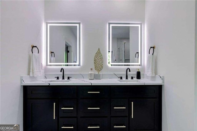 136 Beutell St, Norcross, GA 30071 - full bath with double vanity and an enclosed shower