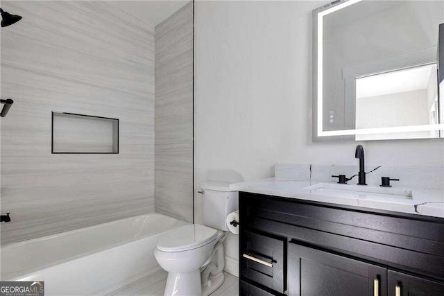 136 Beutell St, Norcross, GA 30071 - bathroom with toilet, vanity, and  shower combination