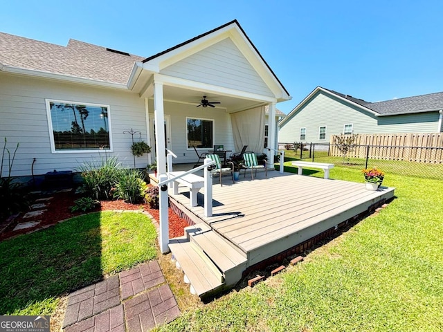 13 Willow Way, Tifton, GA 31793 - wooden terrace featuring a ceiling fan