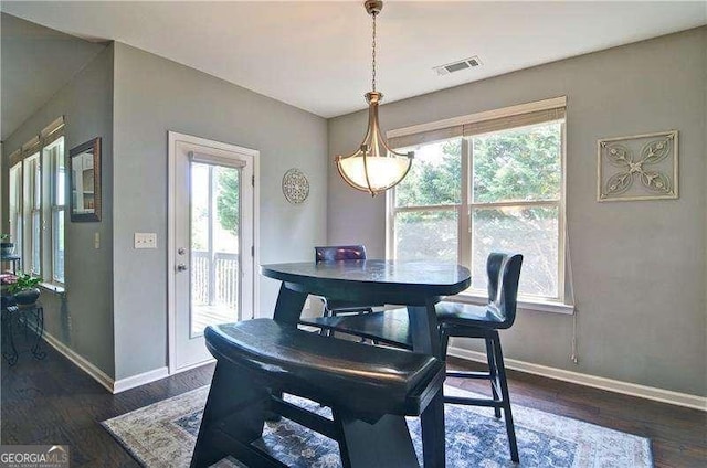 514 Creekshire Cir, Canton, GA 30115 - dining area featuring plenty of natural light, baseboards, and dark wood finished floors
