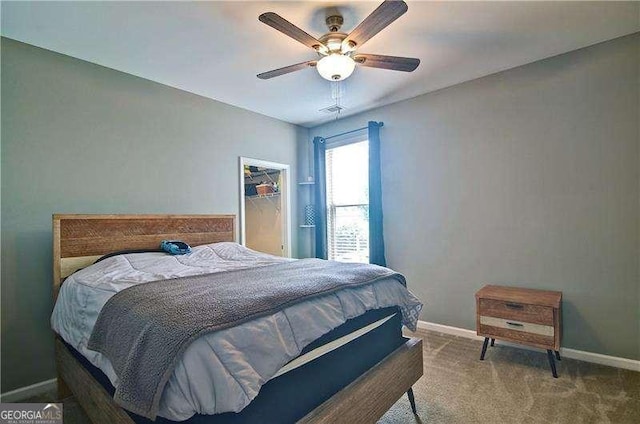 514 Creekshire Cir, Canton, GA 30115 - bedroom featuring baseboards, carpet flooring, and a ceiling fan