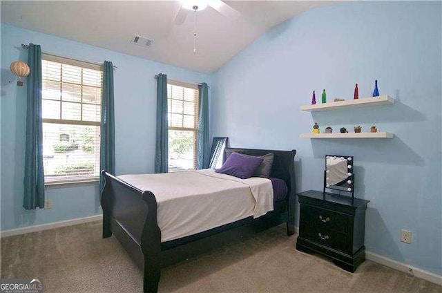 514 Creekshire Cir, Canton, GA 30115 - bedroom featuring vaulted ceiling, light colored carpet, multiple windows, and baseboards