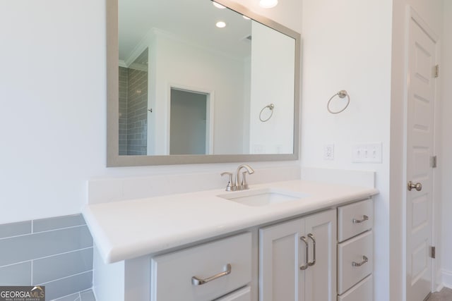 3916 Bull Run, Valdosta, GA 31605 - bathroom featuring vanity and crown molding