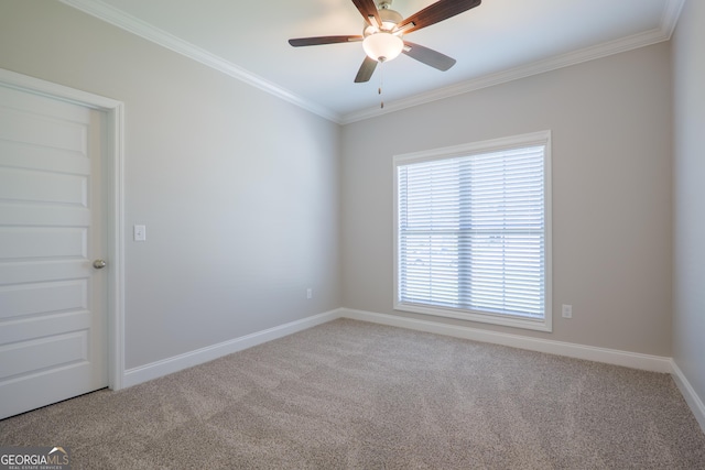 3916 Bull Run, Valdosta, GA 31605 - unfurnished room featuring carpet floors, ornamental molding, baseboards, and a ceiling fan