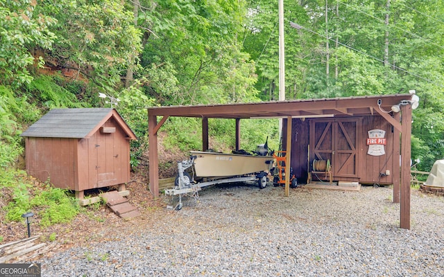 view of shed with a carport