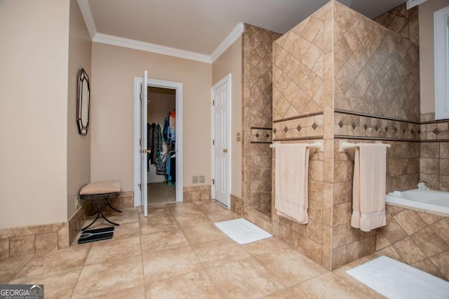 98 Sweetbriar Ln, Carrollton, GA 30117 - bathroom with crown molding, a bath, and a spacious closet