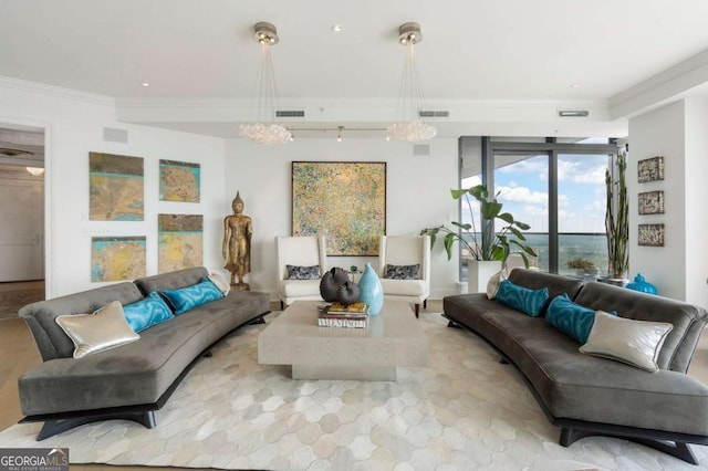 3344 Peachtree Rd NE Unit 3601, Atlanta, GA 30326 - living room featuring ornamental molding and recessed lighting