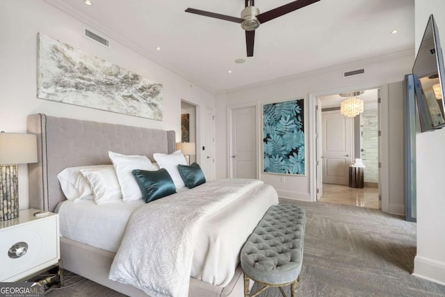 3344 Peachtree Rd NE Unit 3601, Atlanta, GA 30326 - bedroom featuring crown molding, carpet flooring, baseboards, recessed lighting, and ensuite bathroom