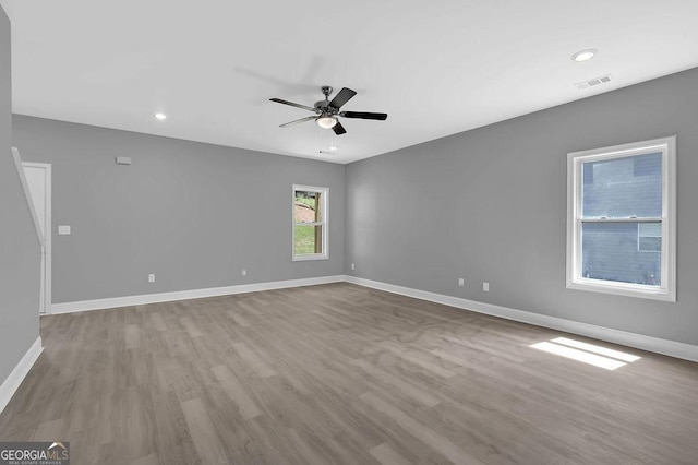 3614 Griffin Dr, Gainesville, GA 30506 - empty room with baseboards, a ceiling fan, wood finished floors, and recessed lighting