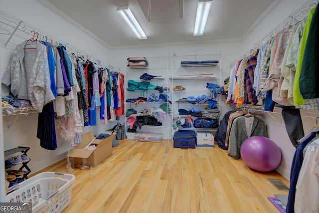 spacious closet featuring wood finished floors