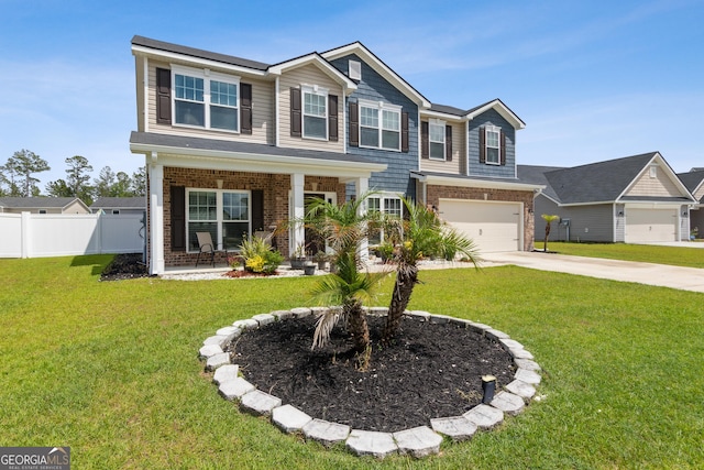 103 Olson Way, Kingsland, GA 31548 - view of front facade with brick siding, a porch, a garage, and concrete driveway