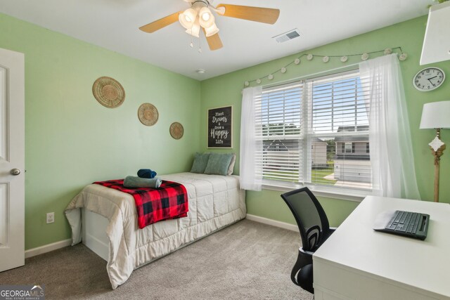 103 Olson Way, Kingsland, GA 31548 - carpeted bedroom featuring baseboards, an office area, and ceiling fan