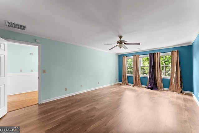 1713 Dudley Dr, Woodstock, GA 30188 - unfurnished room featuring ceiling fan, wood finished floors, and ornamental molding