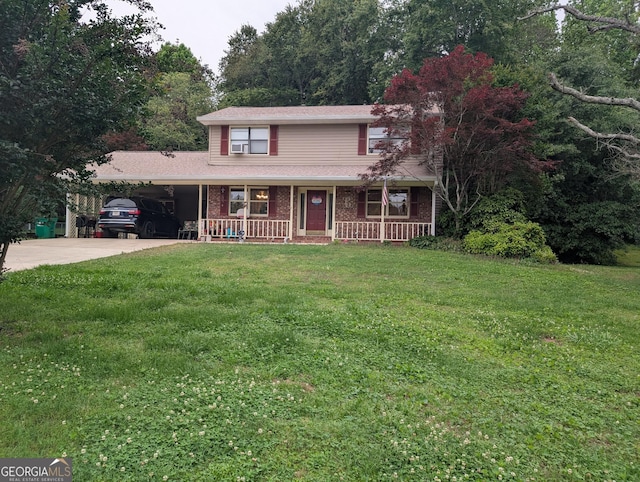 135 Country View Dr, Eastanollee, GA 30538 - traditional home featuring driveway, a porch, a carport, and a front yard