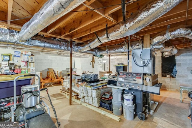 unfinished below grade area with a workshop area