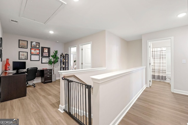 3610 Silvery Way, Powder Springs, GA 30127 - office space with attic access, light wood finished floors, baseboards, and recessed lighting