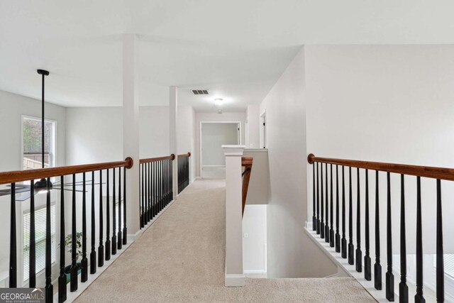 1736 Dylan Pl, Lawrenceville, GA 30043 - hall featuring carpet flooring and an upstairs landing