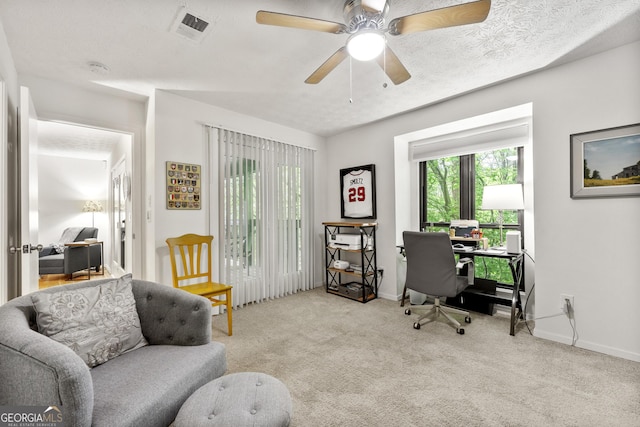 1424 Tuxworth Cir, Decatur, GA 30033 - carpeted office featuring baseboards and ceiling fan