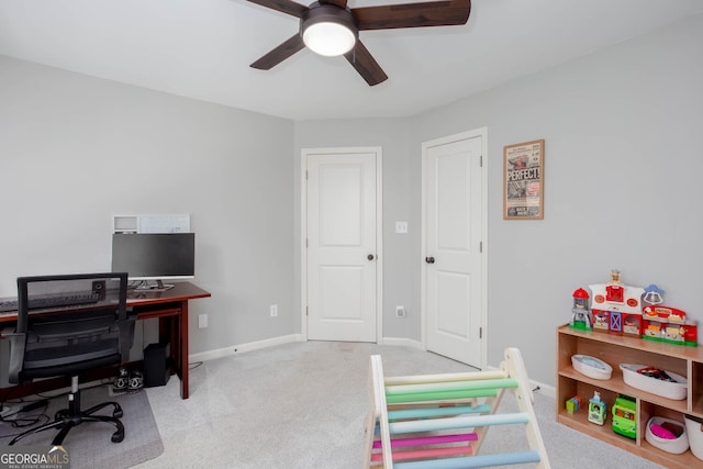 855 Mountain View Ter NW, Marietta, GA 30064 - carpeted office featuring a ceiling fan and baseboards