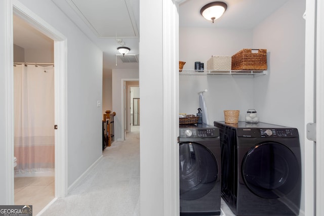 855 Mountain View Ter NW, Marietta, GA 30064 - washroom featuring attic access, washer and dryer, and baseboards