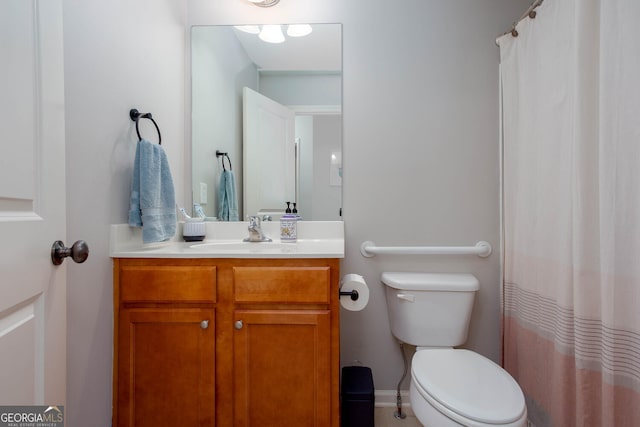 855 Mountain View Ter NW, Marietta, GA 30064 - full bathroom with vanity, toilet, and a shower with shower curtain