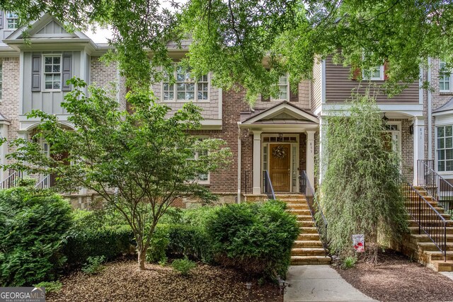 855 Mountain View Ter NW, Marietta, GA 30064 - view of front of home featuring stairway and brick siding