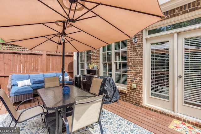 855 Mountain View Ter NW, Marietta, GA 30064 - wooden terrace featuring outdoor dining space