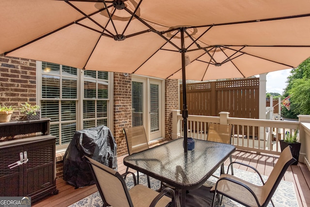 855 Mountain View Ter NW, Marietta, GA 30064 - wooden terrace featuring outdoor dining area