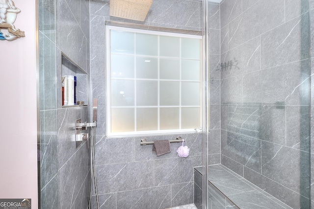 full bathroom featuring walk in shower